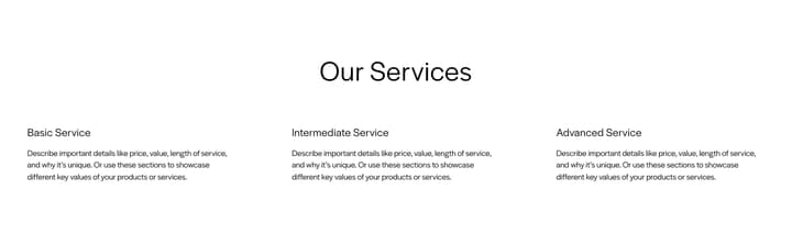 Featured selling section with text and service overview